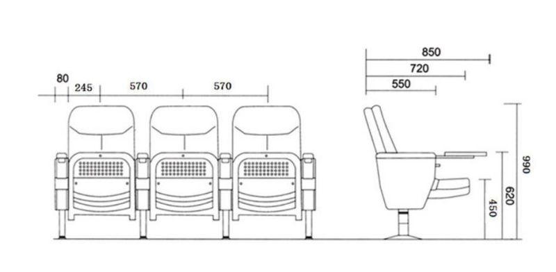 School Auditorium Chair with Writing Pad Conference Lecture Hall Chair with Desk