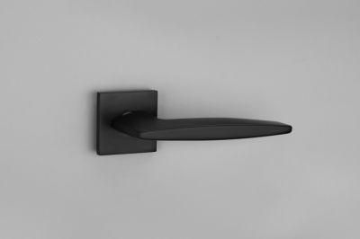 Interior Matte Black Aluminiun Square Rosset Level Door Handles