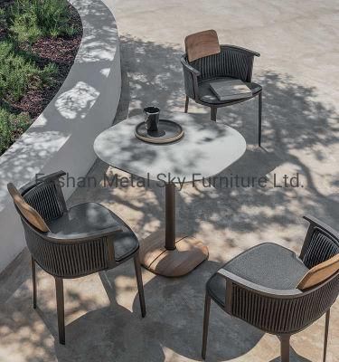 Outdoor Teak Aluminum Wooden Garden Hotel Patio Rope Rattan Chair