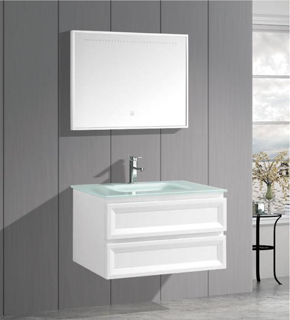 European Modern Bathroom PVC Cabinet Vanities Set Cabinet with Ceramic Sink Mirror Vanity Set