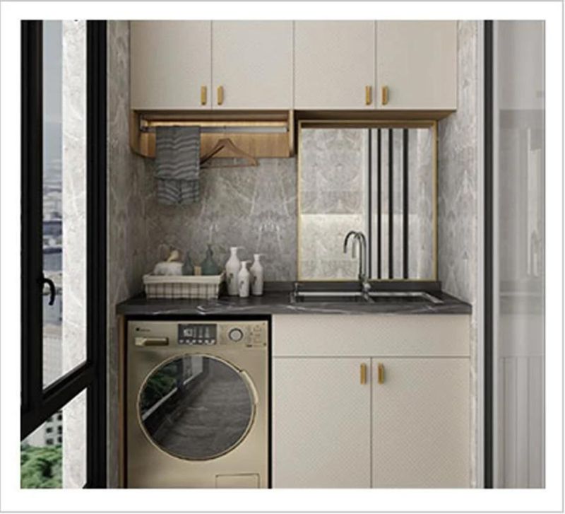 Large Storage Capacity Simple European Style Integrated Function Balcony Washing Machine Combination Cabinet