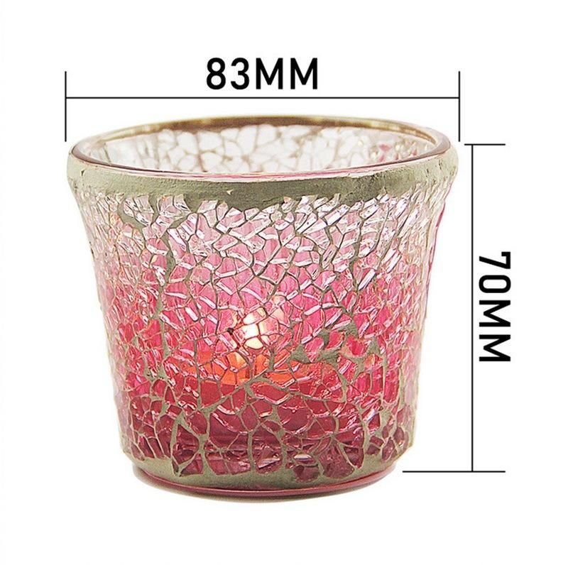 European Pink Gradient Mosaic Glass Candlestick Romantic Candlelight DIY Fragrant Empty Wax Cup Candle Holder