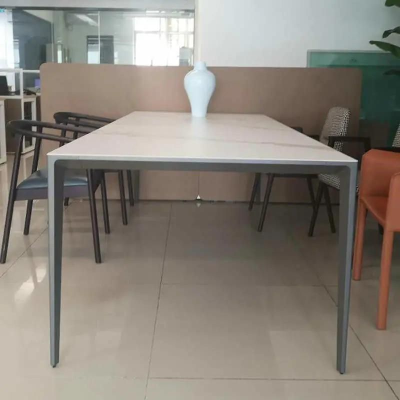 Popular Modern Minimalist Diningroom Furniture Metal Frame Sintered Stone Top Dining Table