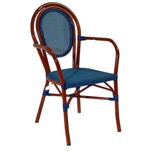 Commercial Price Red Bamboo Look Alu Frame Restaurant Blue Fabric Plastic Chair Factory