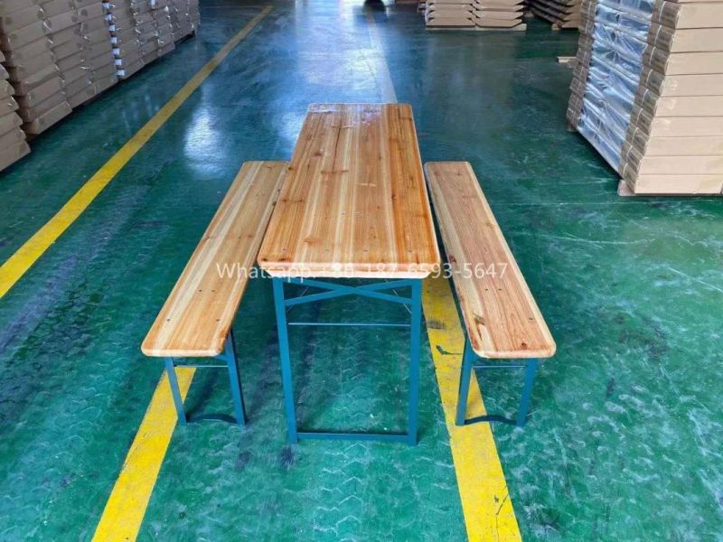 3 Legs Outdoor Beer Garden Set of 1 Table and 2 Benches