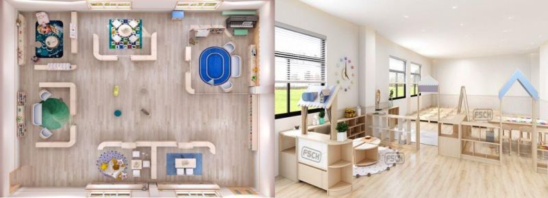 Durable Mutilfunctional Kindergarten Furniture Wooden Kids Functional Areas Entrance Cabinets
