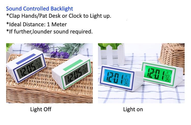 Desk Alarm Clock with Voice Activated Backlight and Calendar for Gift