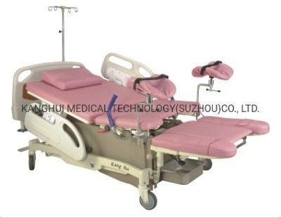 High Quality Electric Motor Adjust Height Back Section Delivery Hospital Bed with Grab Handle