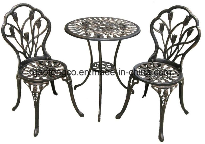 Die Cast Aluminum Outdoor Patio Furniture Rose 3 Piece Bistro Sets