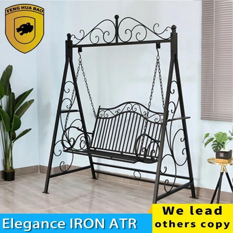 Adult Children Imitation Rattan Iron Art Metal Double Swing Rocking Chair European Luxury Hanging Basket Outdoor Courtyard Balcony Pastoral