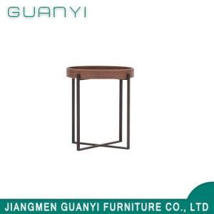 Modern Home Furniture Round Metal Leg Wooden Coffee Table