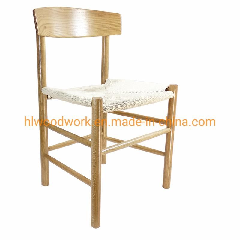 Modern North European Style Hotel and Restaurant Dining Wooden Chair Paper Roper Living Room Rattan Chair Oak Wood Frame Rope Dining Chair