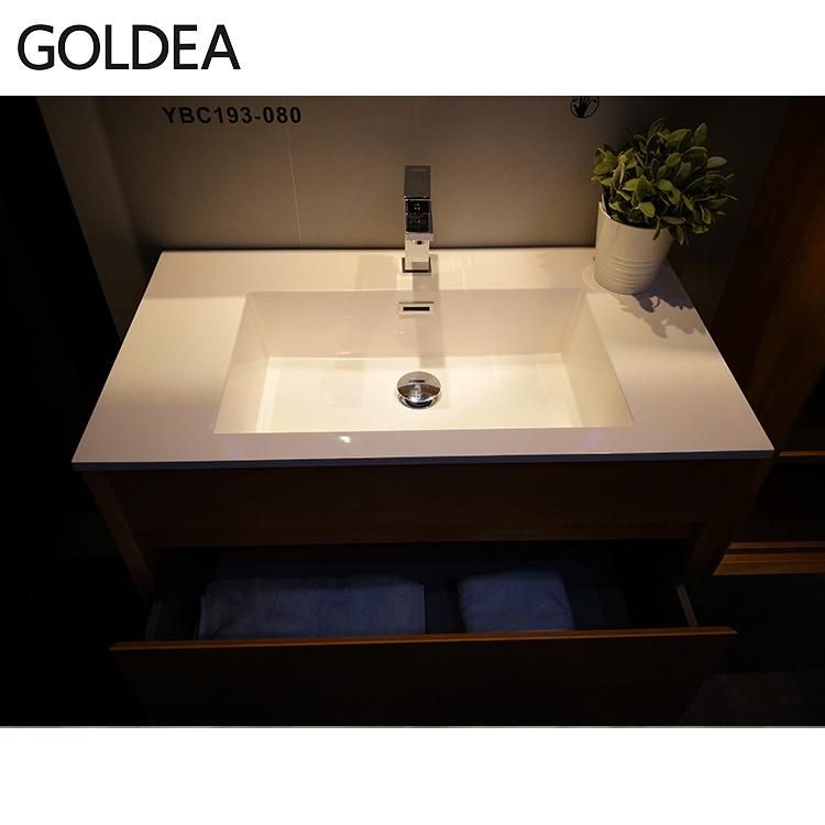 Fashion MDF Floor Mounted Goldea Hangzhou Bathroom Wooden Basin Cabinet Vanity Furniture