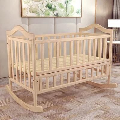 Solid Wood Baby Crib European Multi-Functional Newborn Pine Baby Bed Cradle/Children&prime;s Cot Bed