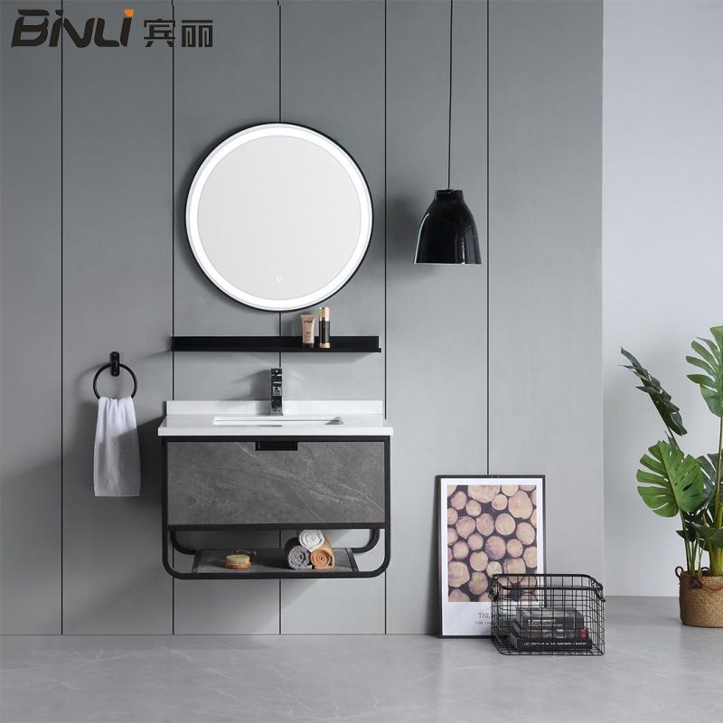 Hot Sale New European Style MDF Bathroom Vanity with Round Mirror