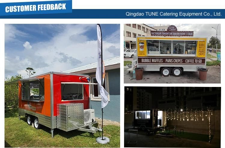Tune European Towable Mobile Rolling Ice Cream Slush Food Kitchen Truck Cart