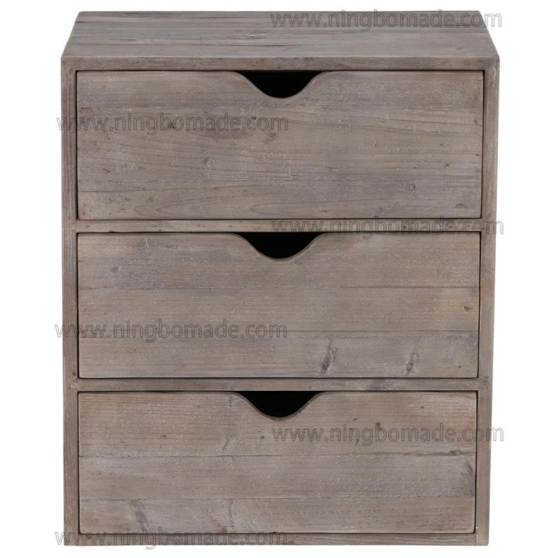 Scandinavian Countryside Style Designed Home Furniture Cold Smoky Grey Reclaimed Fir Wood 3 Drawers Chest