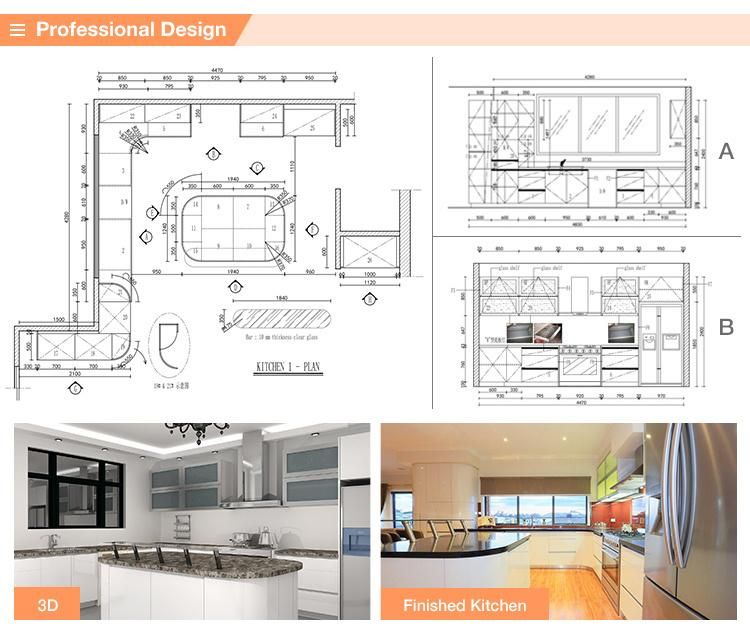 Kitchen Design Marble Top Modern Kitchen Cabinet with European Style