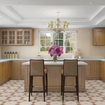 European Style Solid Wood Kitchen Cabinets Wooden Furniture