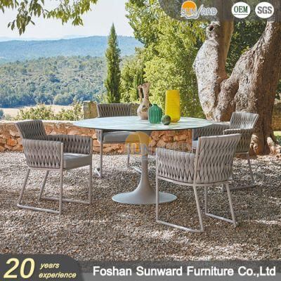 Customized Modern Hot Sale Home Resort Hotel Weaving Wicker Rattan Polyester Rope Indoor and Outdoor Restaurant Dining Chair and Table