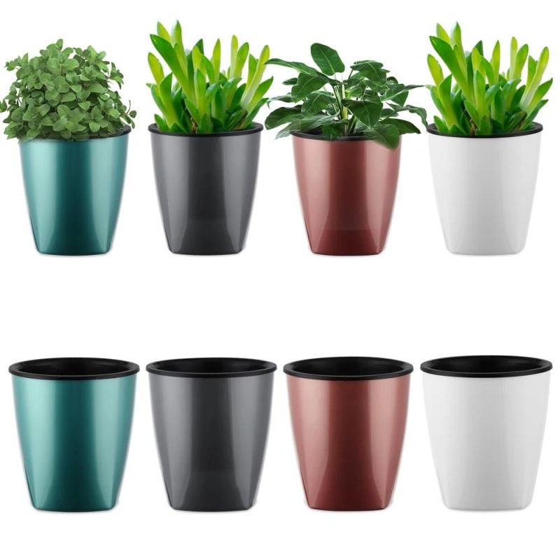 Lazy Plastic Flowerpot Automatic Water-Absorbing Basin Green Plant Balcony Office Home Fleshy Creative Flowerpot Garden Supplies