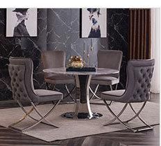 European Household Dining Room Furniture Gold Chrome Leg Marble Dining Table