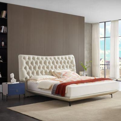 Customization Top Real Leather Bedroom Bed Furniture