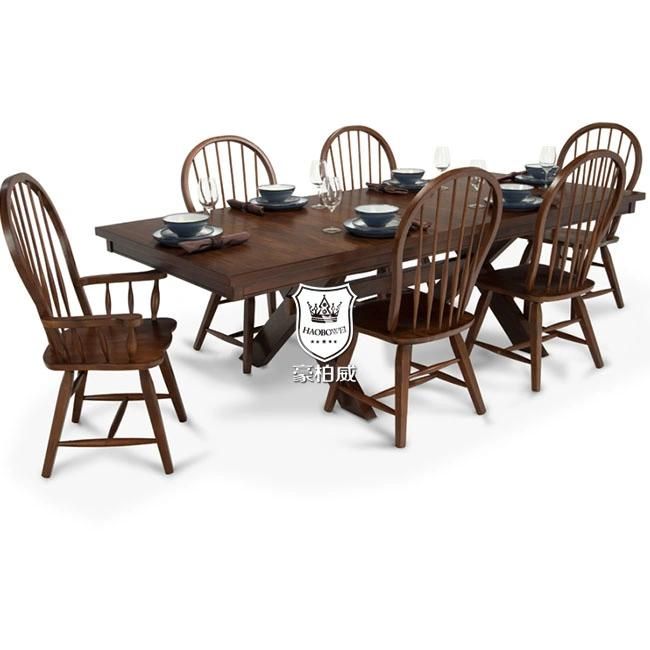 European Solid Wood Dining Room Table with Chair