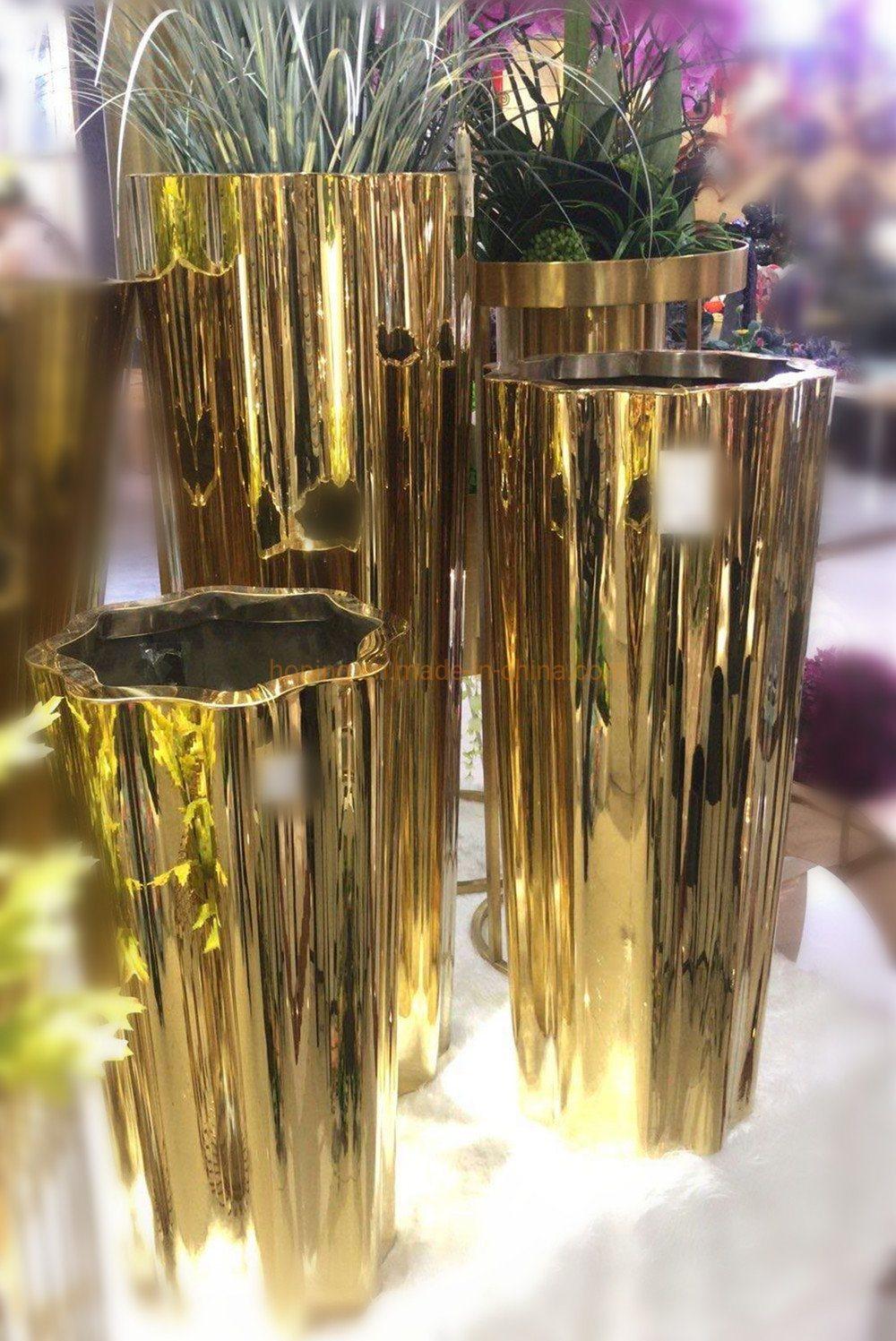 90 High Table Luxury Decoration Wedding Golden Stainless Steel Flower Stands Pedestal Stand