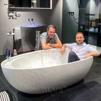 Blve European Style Home Decoration Freestanding Stone Bathtub Solid Marble Bath Tub