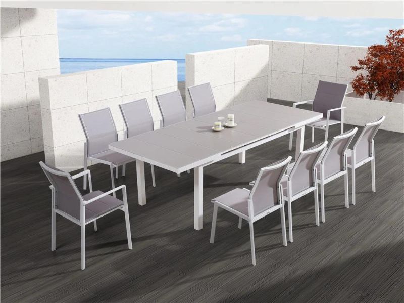 Aluminum Frame Patio Garden Furniture Sets Waterproof Mesh Back Dining Chairs Dining Tables