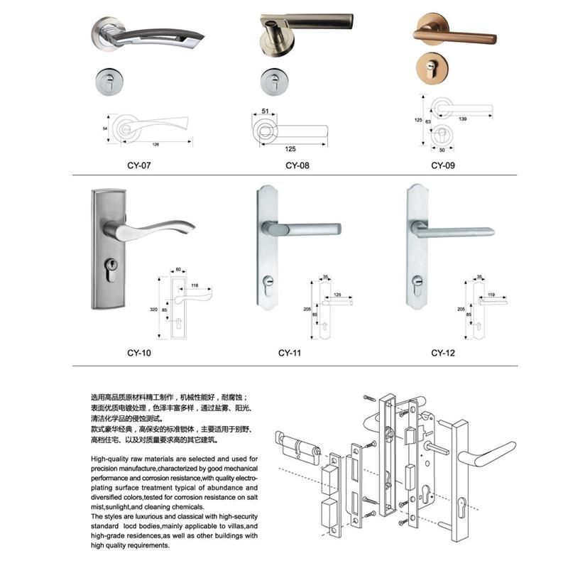 New Design Exterior Modern Door Zinc Alloy Black Door Handle