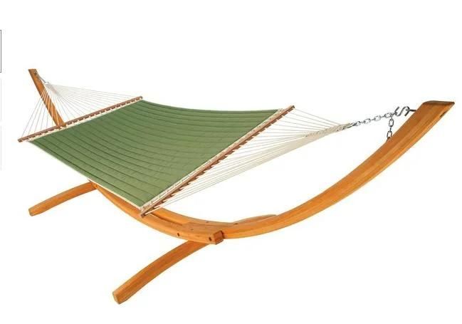 Light Green Quilted Olefin Fabric Double Hammock Spreader Bar 450lbs Capacity