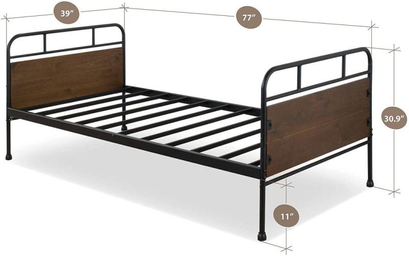 Metal Daybed Frame Heavy Duty Steel Slats Sofa Bed Platform Mattress Foundation Twin Day Bed Black Color