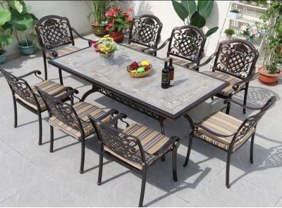 All Weather Bronze Black White European Style Heavy Duty Cast Aluminum Outdoor Garden Furniture Patio Dining Table and Chair