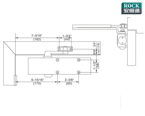 Adjustable Aluminium Door Closer for Fire-Proof Door