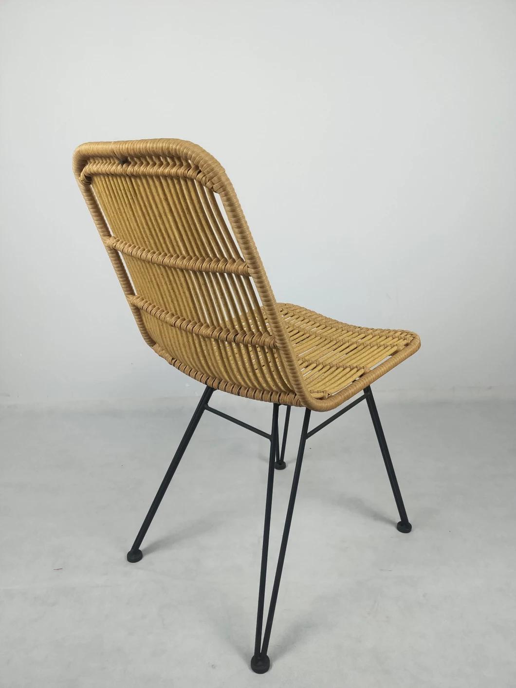 Factory Price Non-Wood Iron Outdoor Rattan Chair Wicker Tablet Stackable Restaurant Chair