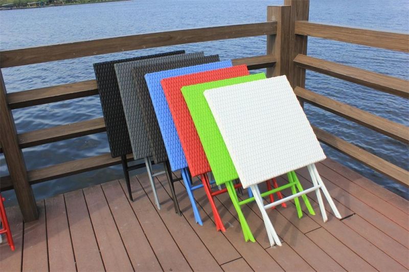 3PCS Plastic Bistro Rattan Design Folding Chair Table Set