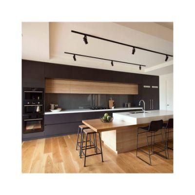Black Matt Lacquer European Style Laminated Modern Custom Kitchen Cabinet