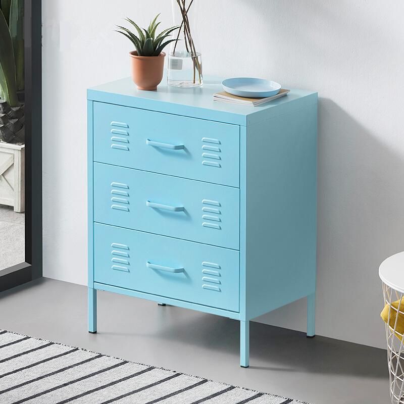 3 Drawers Storage Cabinet Steel Cupboard with Foot for Living Room