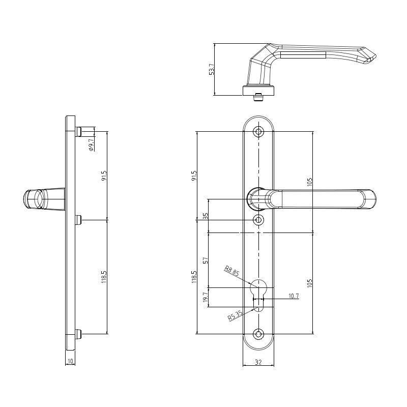 Hopo Hot Sell Side Hung Door Doule Door Handle Set