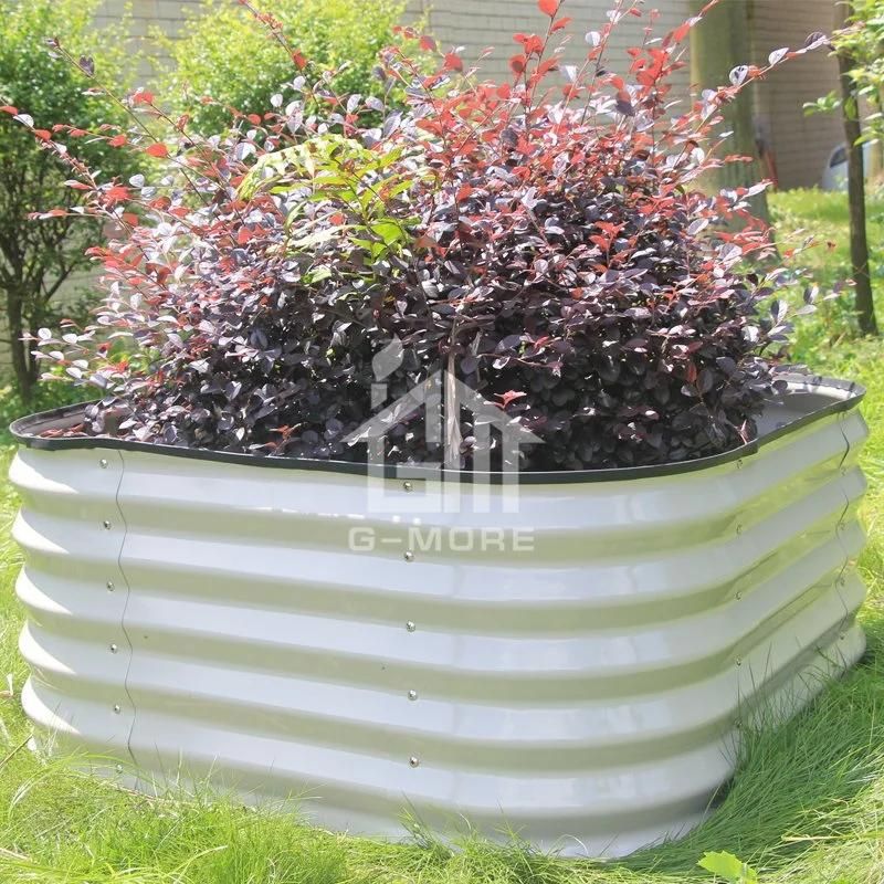 Oval Powder Coated Galvanized Planter for Growing Herbs Flowers Vegetables Raised Garden Beds