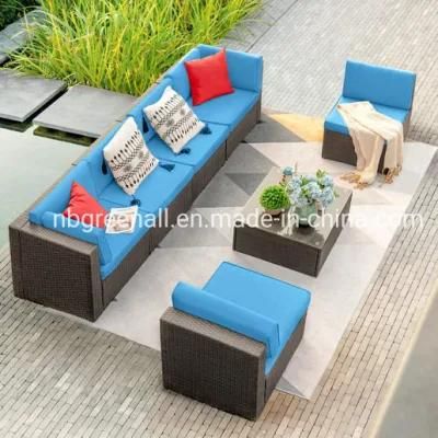 Wicker /Rattan 6 Person Seating Group with Cushion Patio Sofa Outdoor Patio Furniture Set