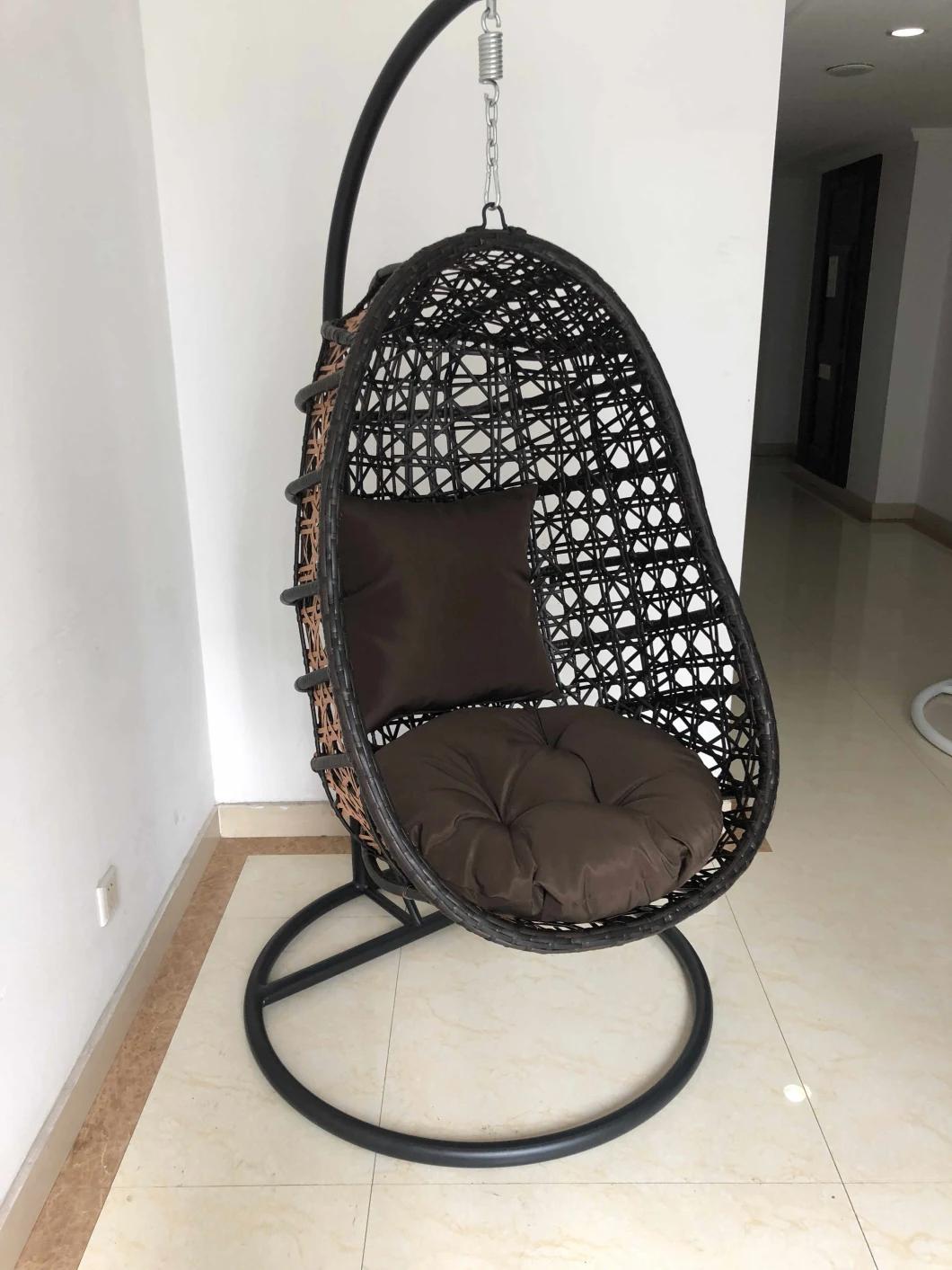 Factory Patio Furniture Garden Rattan Steel Hanging Swing Egg Chair