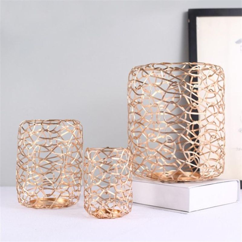 New Iron Geometry with Electroplating Metal Candlestick Romantic and Creative Home Decoration