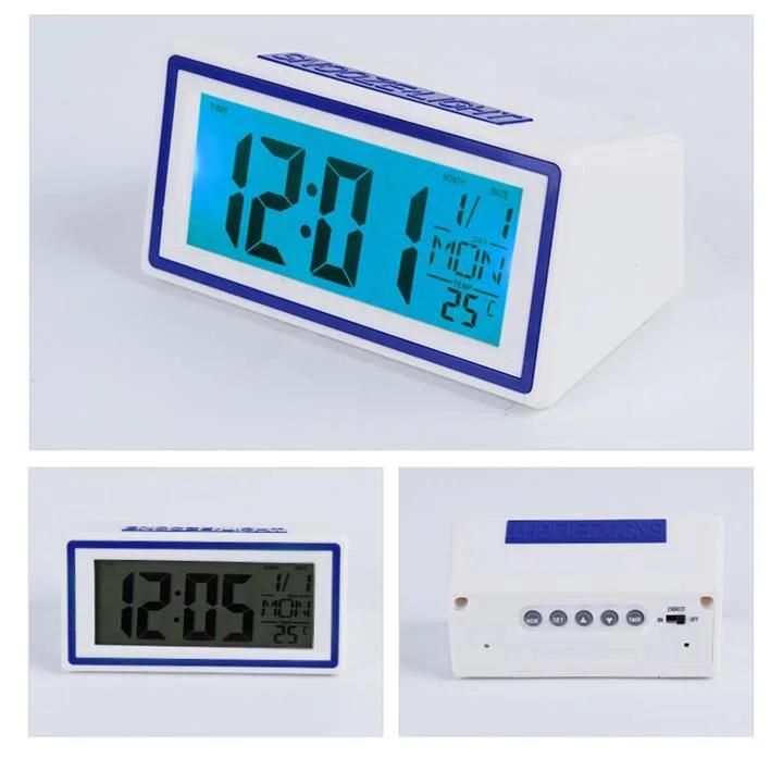 Smart Digital Desk Alarm Clock with Voice Controlled Backlight