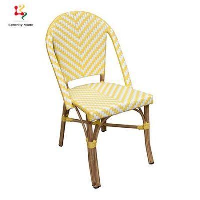 Outdoor Furniture Stacking French Balcony Bistro Rattan Aluminum Chair