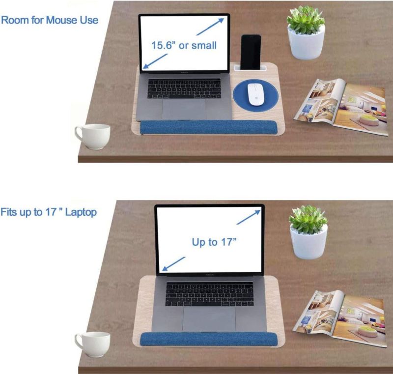 100% Bamboo Laptop Stand with Soft Cushion Portable Computer Desk