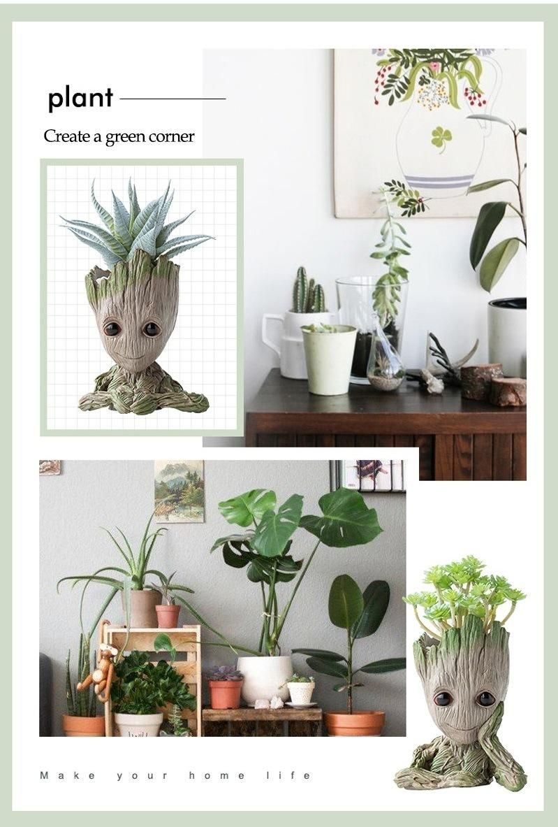 Cute Cartoon Character Creative Flower Pot Baby Groot Living Room Storage Box Home Decorations Kids Pen Holder Flowerpot