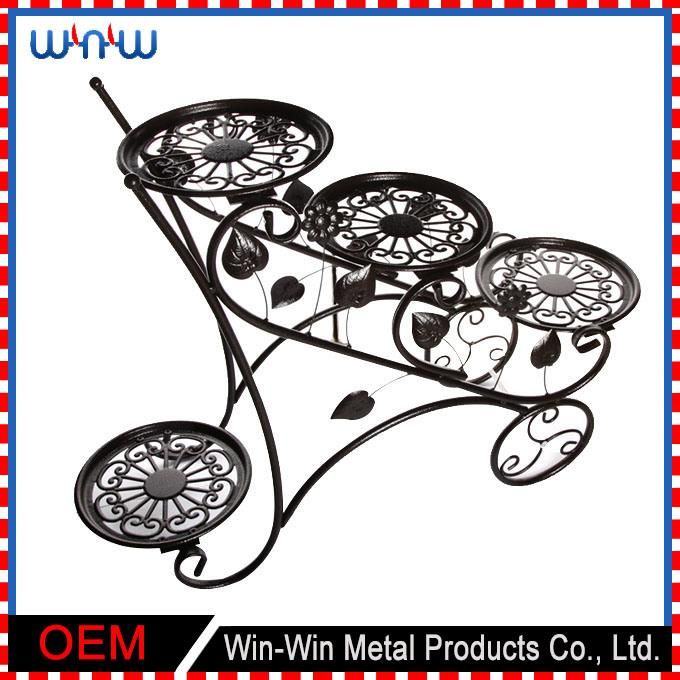 Metal Craft Home Decoration Garden Furniture Round 2 Tier Metal Display Flower Stand